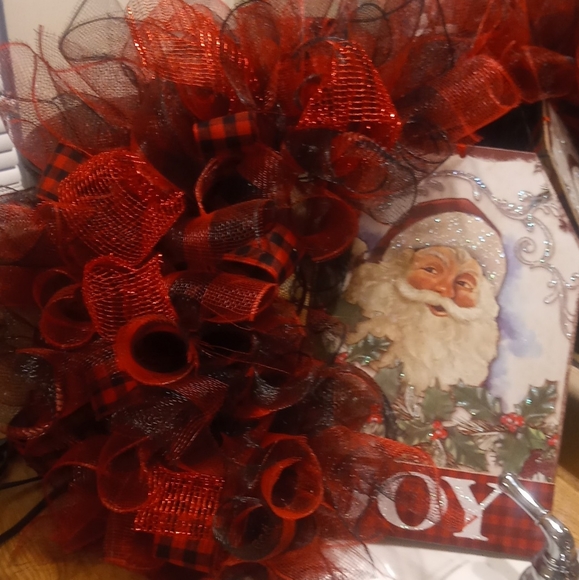 New Handmade Christmas Santa Joy Wreath